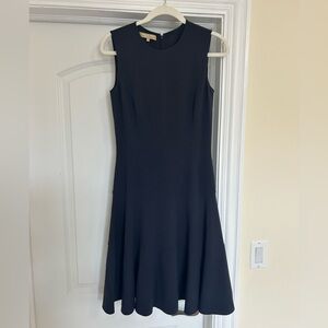Michael Kors Collection navy blue sleeveless wool a line midi dress size 6